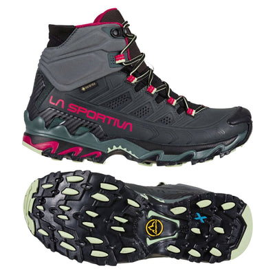 La Sportiva Ultra Raptor Mid Leather Gore-Tex - Womens | Womens Waterproof Hiking Boot | Further Faster Christchurch NZ #charcoal-cerise