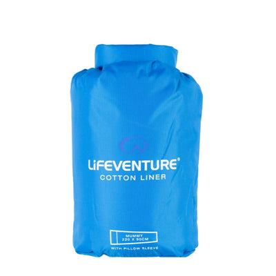 Lifeventure Cotton Sleeping Bag Liner - Mummy | Sleeping Bag Liner | Further Faster Christchurch NZ #blue-lifeventure