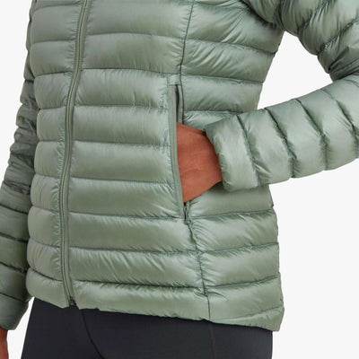 Montane Anti-Freeze Hoodie - Womens | Womens Down Insulated Jacket NZ | Further Faster Christchurch NZ #pale-sage