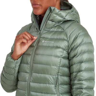 Montane Anti-Freeze Hoodie - Womens | Womens Down Insulated Jacket NZ | Further Faster Christchurch NZ #pale-sage