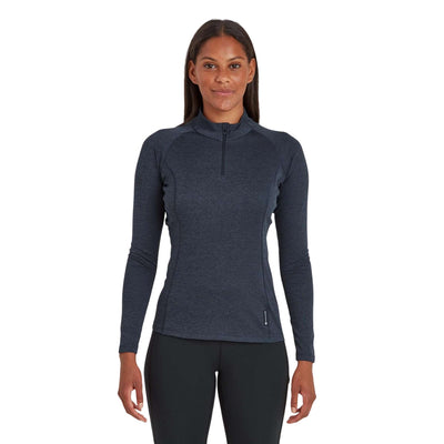 Montane Dart Zip Neck Long Sleeve - Womens | Womens Base Layer NZ | Further Faster Christchurch NZ #eclipse-blue