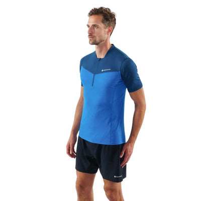 Montane Mens Dragon Zip T-Shirt | Mens Trail Running Top NZ | Montane NZ | Further Faster Christchurch NZ #electric-blue