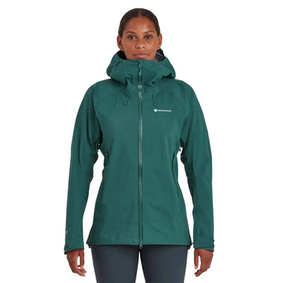 Montane Phase XT Jacket - Womens | Montane Alpine Waterproof Jacket NZ | Further Faster Christchurch NZ #dark-wakame-green