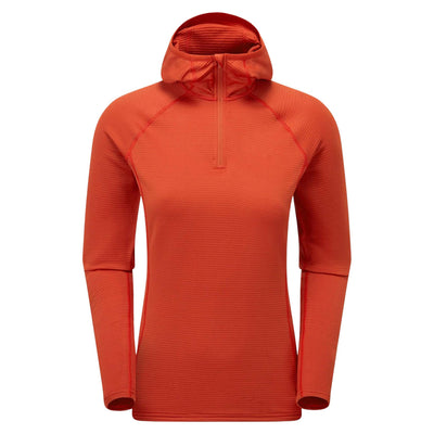 Montane Protium Lite Hoodie - Womens | Mid Layer Fleece | Further Faster Christchurch NZ #saffron-red