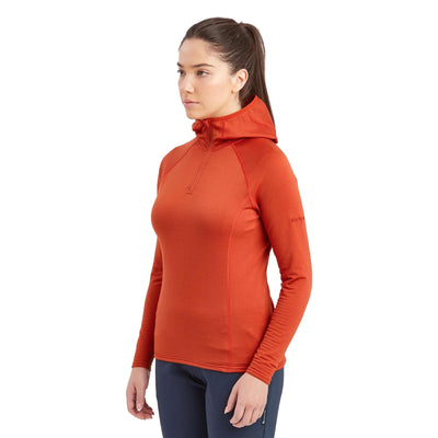 Montane Protium Lite Hoodie - Womens | Mid Layer Fleece | Further Faster Christchurch NZ #saffron-red