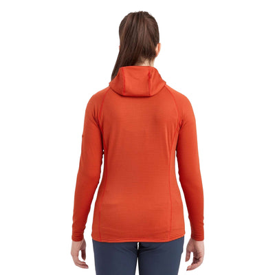 Montane Protium Lite Hoodie - Womens | Mid Layer Fleece | Further Faster Christchurch NZ #saffron-red