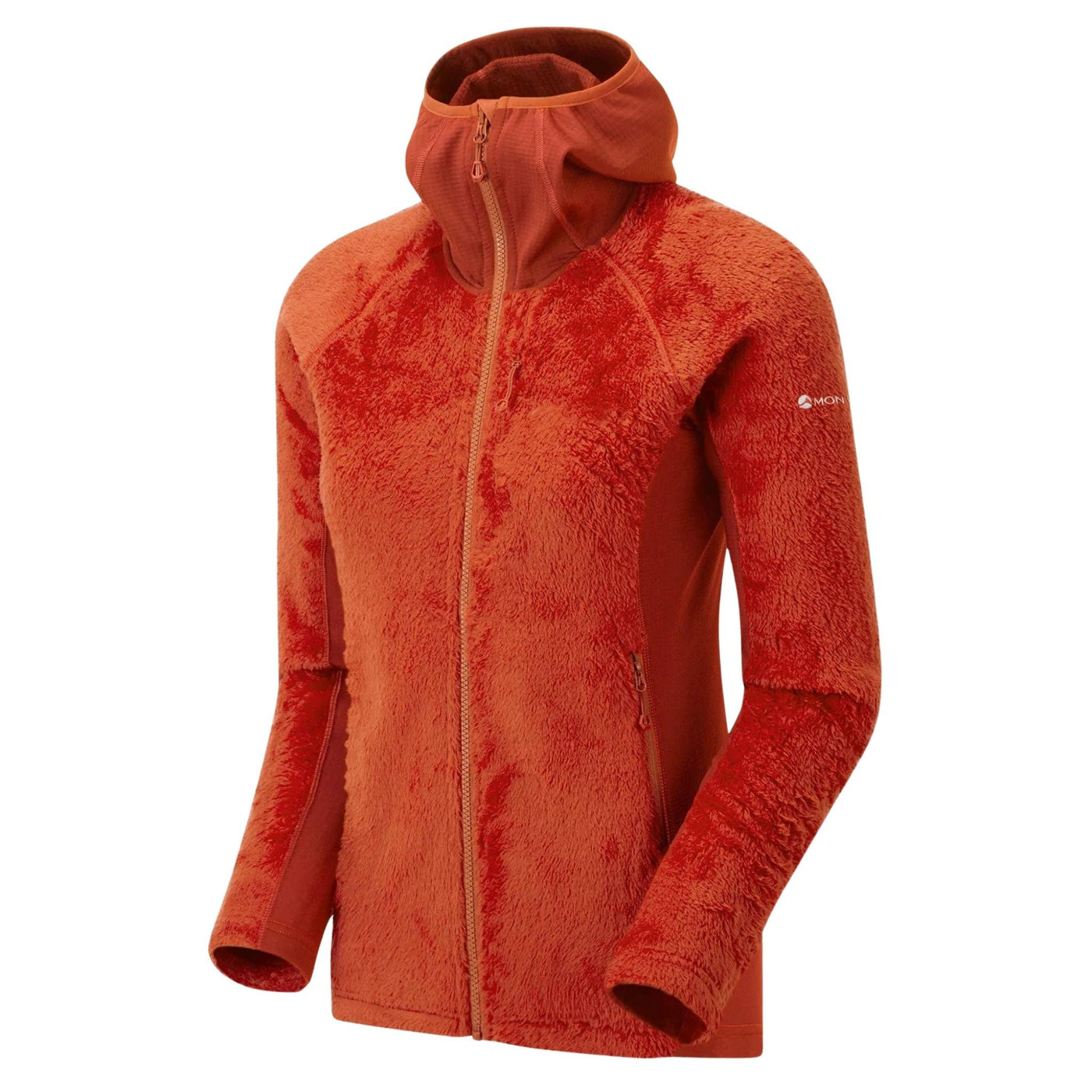 Montane Protium XPD Hoodie - Womens | Mid Layer Fleece | Further Faster Christchurch NZ #saffron-red