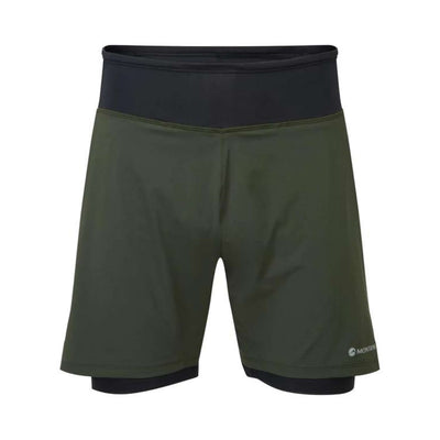 Montane Slipstream Twin Skin Shorts - Mens | Mens Trail Running Shorts NZ | Further Faster Christchurch NZ #oak-green