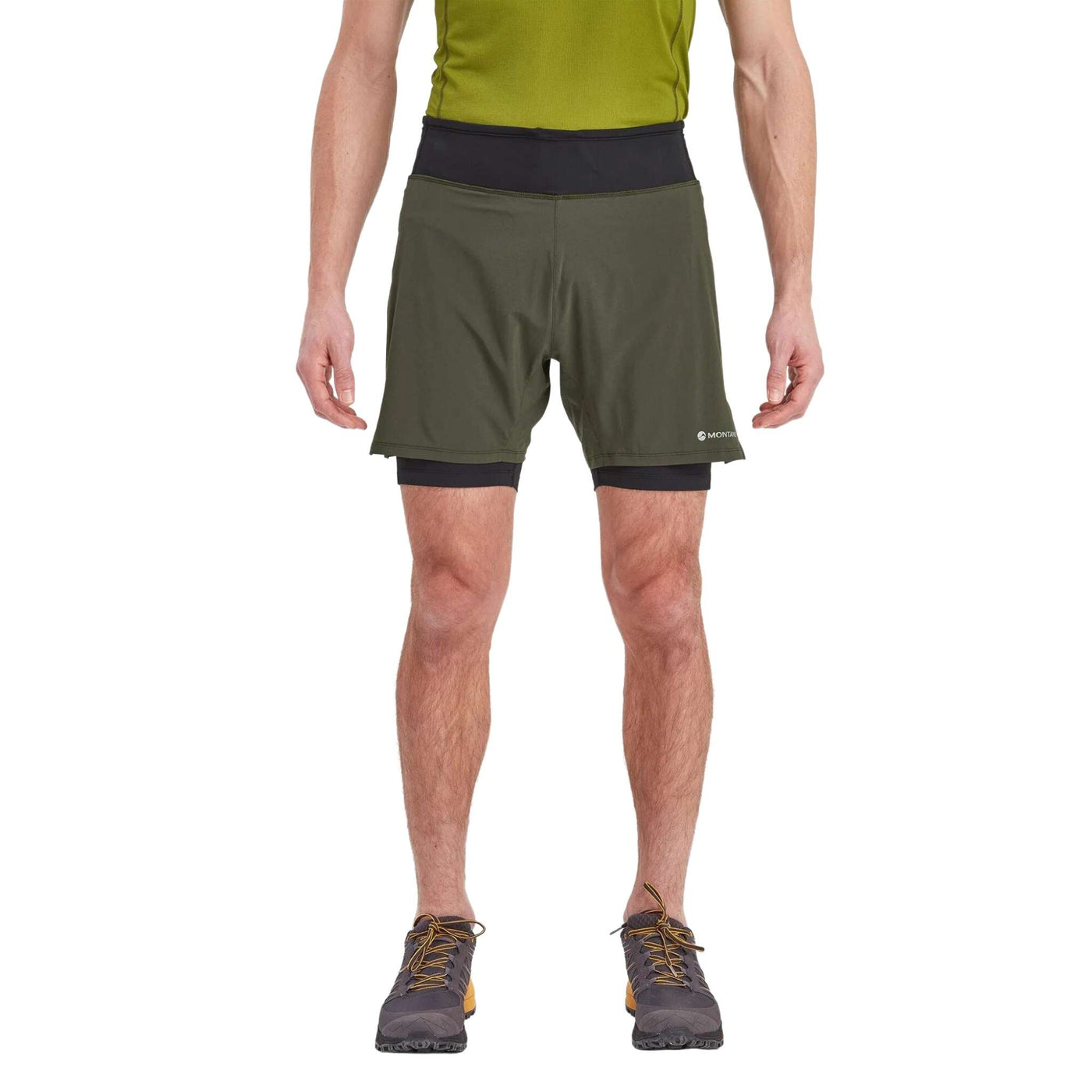 Montane Slipstream Twin Skin Shorts - Mens | Mens Trail Running Shorts NZ | Further Faster Christchurch NZ #oak-green