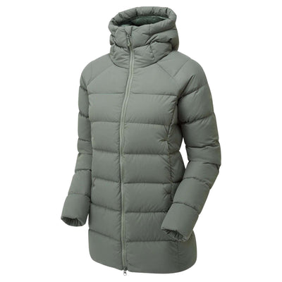 Montane Tundra Hoodie - Womens | Womens Down Insulated Jacket NZ | Further Faster Christchurch NZ #eucalyptus-montane