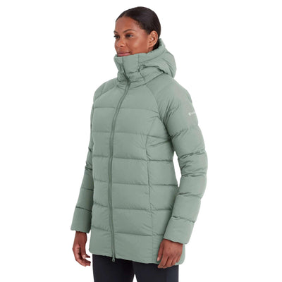 Montane Tundra Hoodie - Womens | Womens Down Insulated Jacket NZ | Further Faster Christchurch NZ #eucalyptus-montane