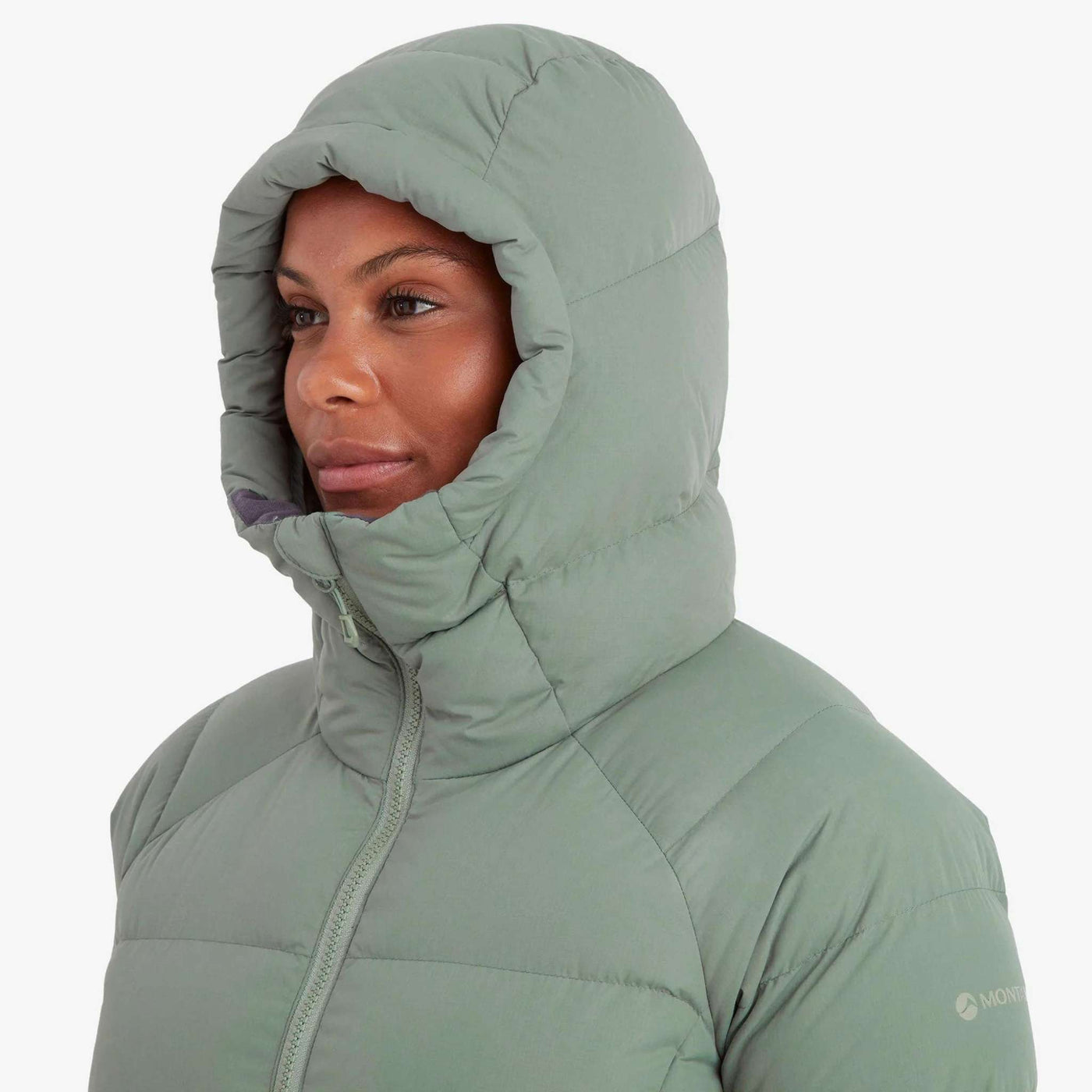 Montane Tundra Hoodie - Womens | Womens Down Insulated Jacket NZ | Further Faster Christchurch NZ #eucalyptus-montane