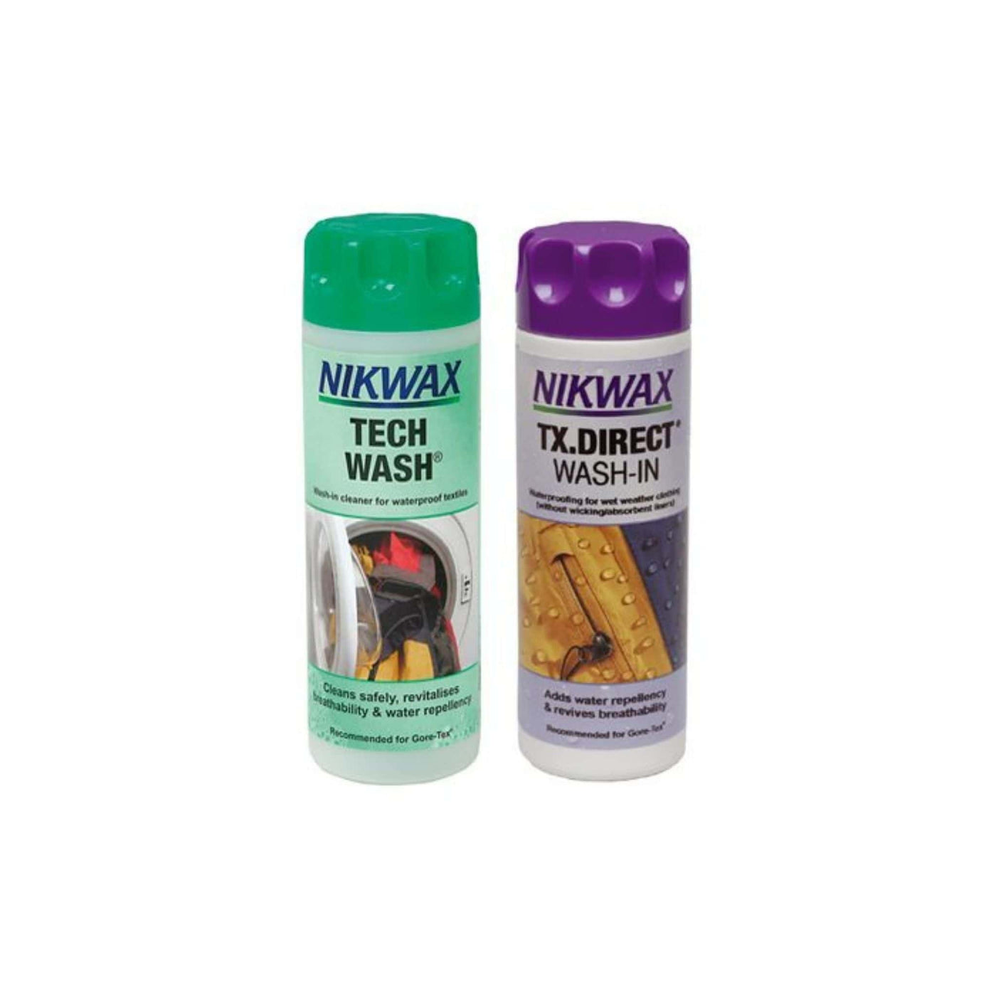 Nikwax Twin Pack - Tech Wash + TX Direct Wash-In 300ml | Clothing Water Proofing | Further Faster Christchurch NZ