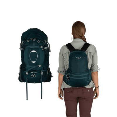 Osprey Womens Ariel Plus 70 | Womens Hiking and Tramping Pack 70L | Further Faster Christchurch NZ #night-jungle-blue