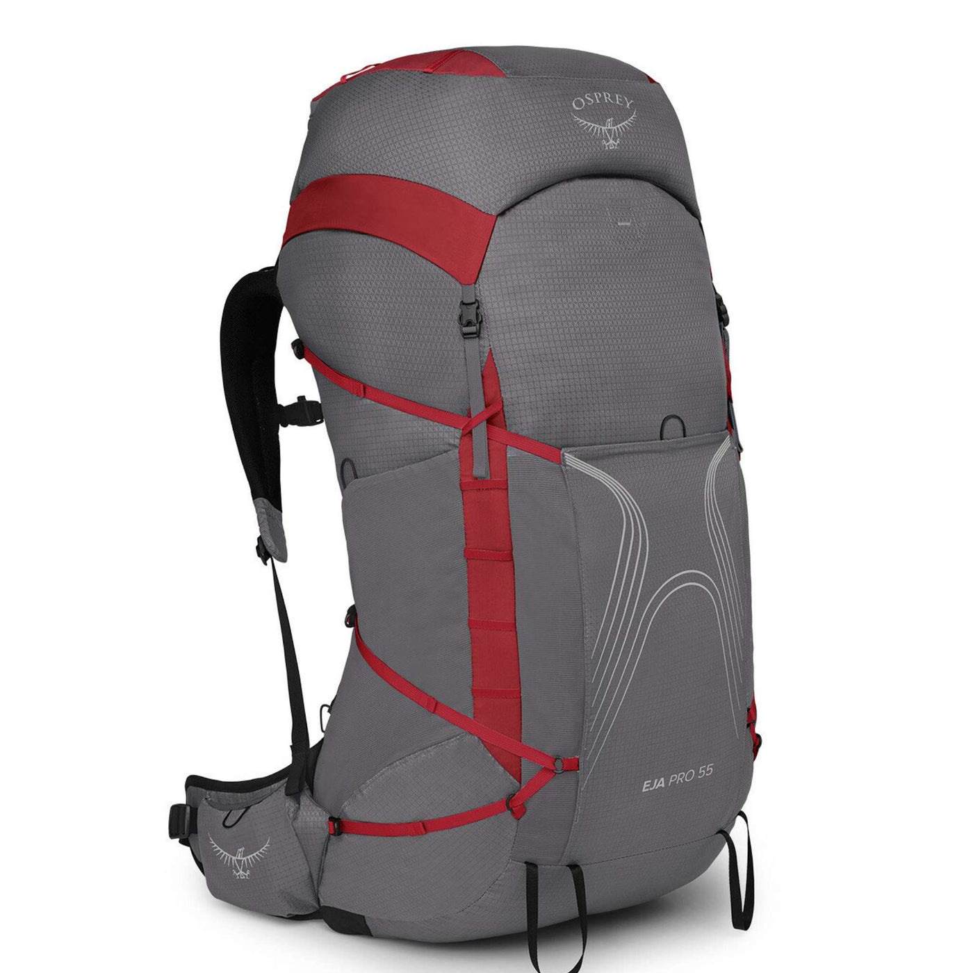 Osprey Eja 55 - Womens | Hiking and Mountaineering Packs NZ | Further Faster Christchurch NZ #grey-red