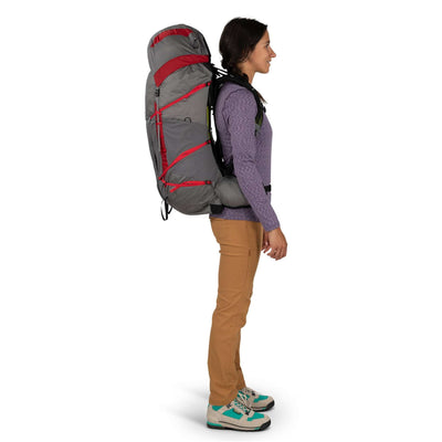 Osprey Eja 55 - Womens | Hiking and Mountaineering Packs NZ | Further Faster Christchurch NZ #grey-red