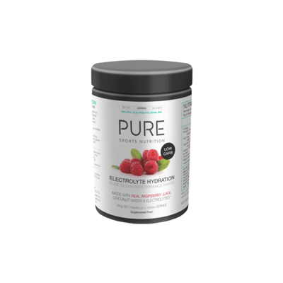 Pure Hydration Low Carb 160g Tub - Raspberry | Electrolyte Energy Drink | Further Faster Christchurch NZ