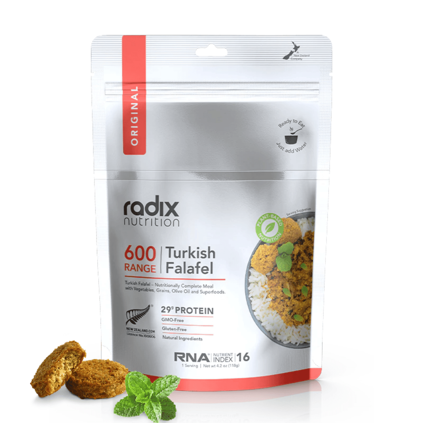 Radix Nutrition Original 600kcal Main Meal - Turkish Falafel V8  | Freeze Dried Meals | Further Faster Christchurch NZ