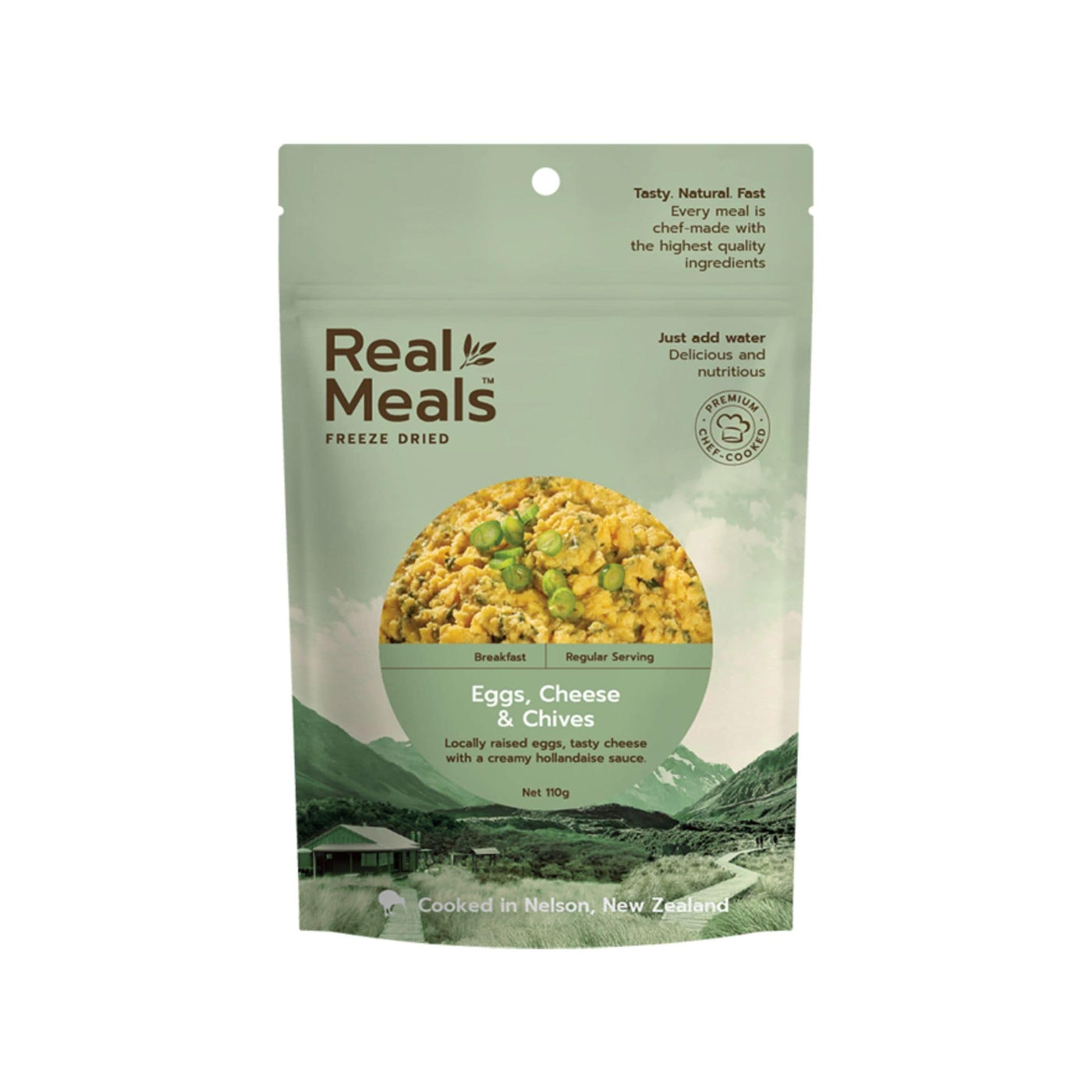 Real Meals Breakfast - Egg, Cheese and Chives | Freeze Dried Meals | Further Faster Christchurch NZ