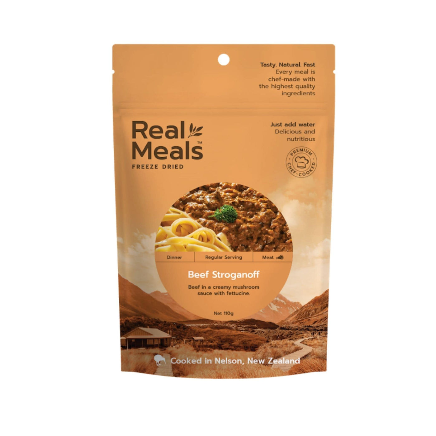 Real Meals Dinner - Beef Stroganoff | Freeze Dried Meals | Further Faster Christchurch NZ