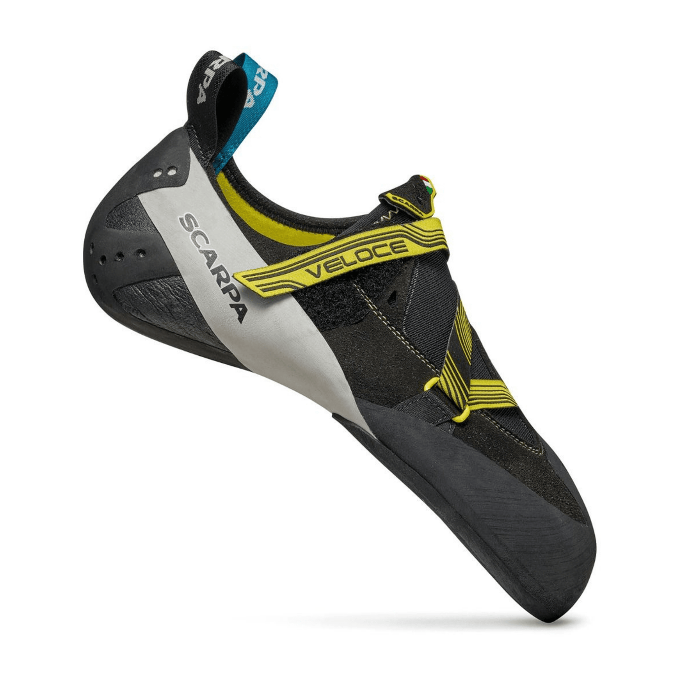 Scarpa Veloce Climbing Shoe - Mens | Rock Climbing & Bouldering Footwear | Further Faster Christchurch NZ #black-yellow