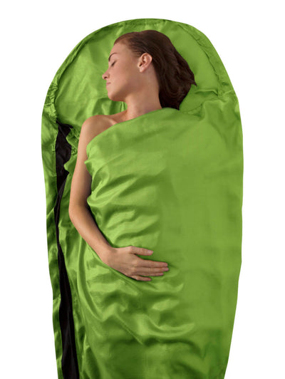 Sea to Summit Silk Liner with Stretch Panels - Mummy With Hood | Sleeping bag liner | Further Faster Christchurch NZ | #sts-green