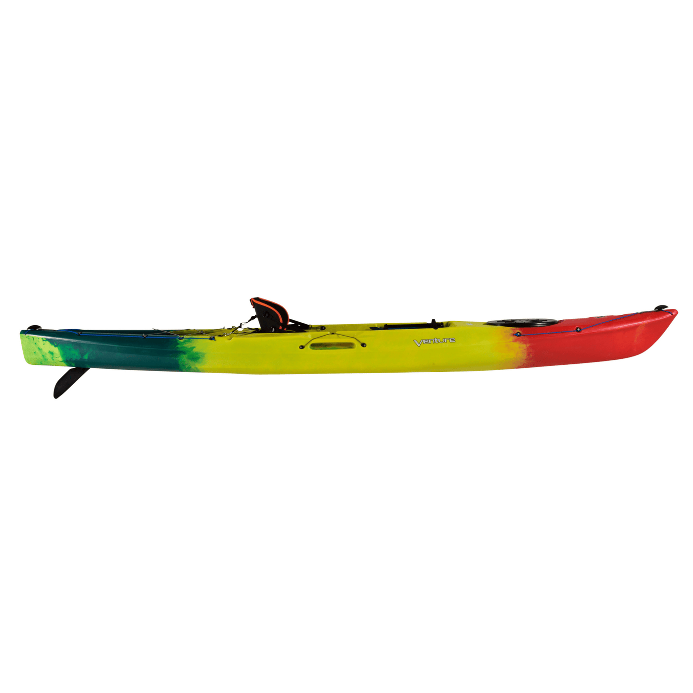 Venture Islay 14 Sit On Top Kayak - Deluxe Skudder Fit Out | Touring & Recreational Kayaks | Further Faster Christchurch NZ #red-yellow-green