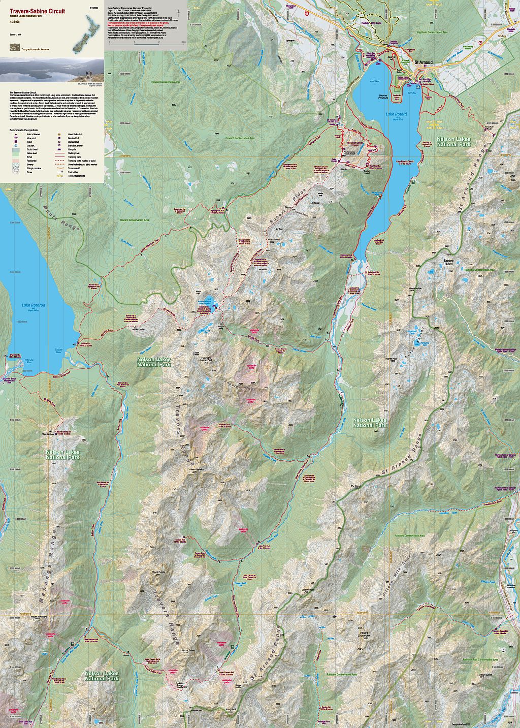 NewTopo - Travers-Sabine Topo Map | Nelson Lakes Circuit